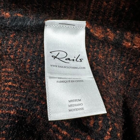 Rails Colleen Rust Black Plaid Sweater V-Neck Women's Size Medium New With Tags - Picture 7 of 10